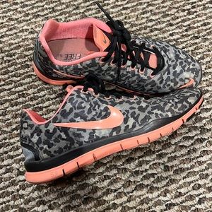 Women’s leopard Nike running shoes.